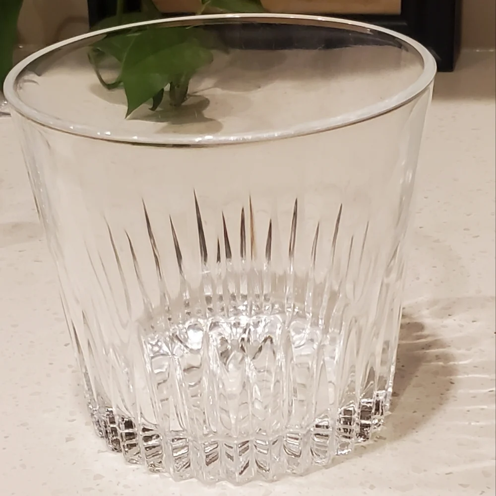Vintage MCM, Ice Bucket + 5 Federal Glass Shotglasses, Fluted, EUC
